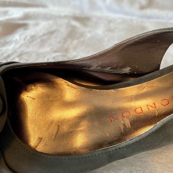 Sacha London LACE Gray Suede Peep Toe Slingback Heels - Picture 10 of 13